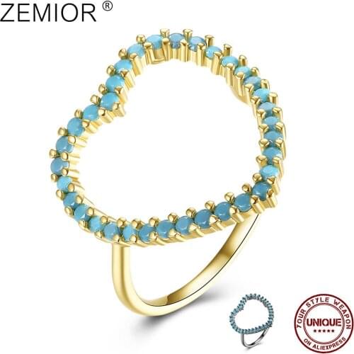 ZEMIOR Hollow Heart Shape Rings For Women Vintage Copper Wedding Ring Bohemian Female Fashion Jewelry Romantic Party Gift Best