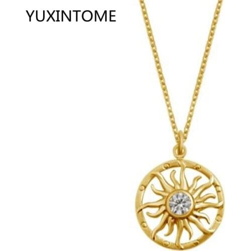 925 Sterling Silver Chain Necklace Ethnic Sun Totem Pendent Necklaces For Charm Women Birthday Party Fashion Jewelry Gift