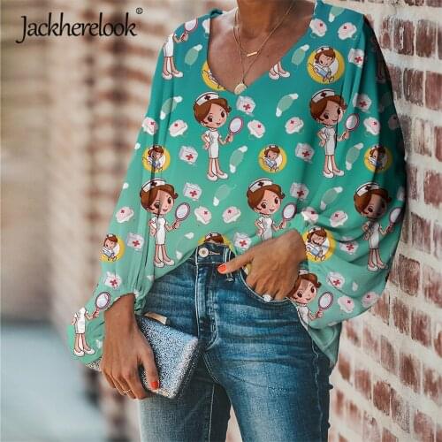 Jackherelook Summer/Spring Chiffon Blouses for Girls Lovely Cartoon Nursing 3D Printing Casual Woman Clothing Harajuku Top Shirt