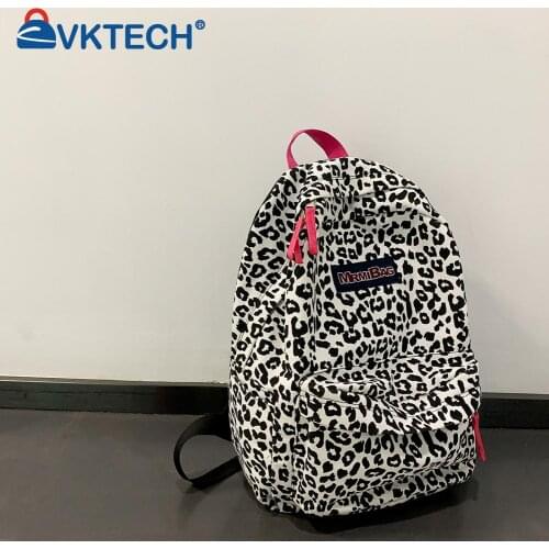 Women Canvas Zebra Cow Pattern Print Backpack Preppy Style Ladies Large Handbags Waterproof Campus Style Travel Rucksack