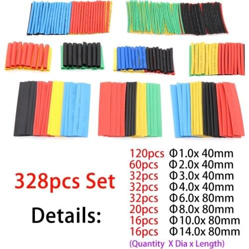 127/164/328pcs Polyolefin Shrinking Assorted Heat Shrink Tube Set Wire Cable Insulated Sleeving Tubing hand tools Kit