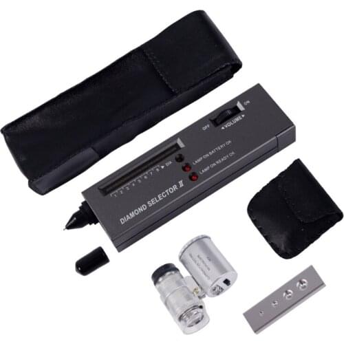 2-in 1 Portable Diamond Tester Pen with 60X LED Lighted Loupe Microscope Magnifying Glasses Kit Combo Jeweler Tool Kit