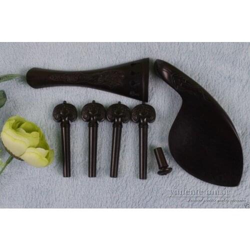 4/4 violin ebony parts Hand-carved ebony tailpiece peg chinrest endpin