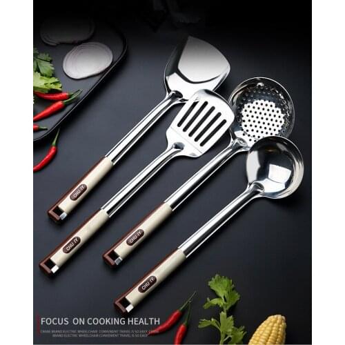 4pcs/lot Stainless Steel Cooking Utensils Turners For Fried Steak Shovel Soup Spoon Slotted Turner Ladles Kitchen Tool XB 038