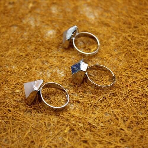 6pcs Clear Quartz Natural Stone Semi Gemstoness Agates Pink Crystal Ring Handmade Facet Sharp Amulet Ring for Women Jewelry Free