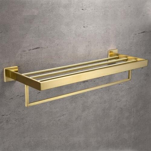 60CM Brushed Gold Bath Shower Shelf Shampoo Holder Bathroom Corner shelf Wall Mounted Stainless Steel Storage holder