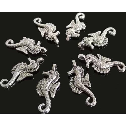 8pcs Charms Hippocampus Seahorse 28.5x12mm Antique Making Pendant fit,Vintage Tibetan Bronze Silver color,DIY Handmade Jewelry