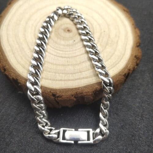 BOCAI 2021 Fashion New Cuban Man Bracelet Vintage Silver S925 Hip-hop Simple Individual Couples Man and Woman Bracelets