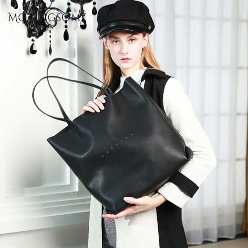 Oversized Genuine Leather Tote Bag Stylish Women Natural Leather Exquisite Cowhide Leather Shopper Bags Fashion Blue 2021 New