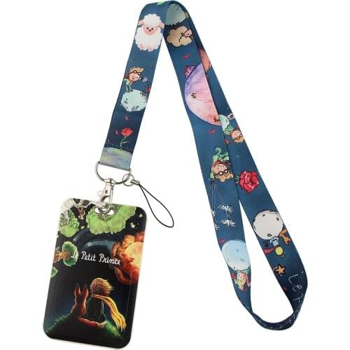 1pcs ZF2593 Cartoon Fox And Prince Lanyards Id Badge Holder Keychain ID Card Pass Gym Mobile Badge Holder Lanyard Key Holder
