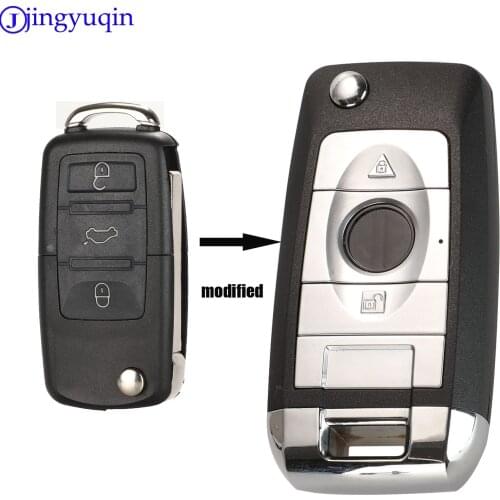 Jingyuqin 3 Button Modified Car Remote Flip Folding Key Shell Case For Volkswagen Vw Jetta Golf Passat Beetle Skoda Seat Polo B5