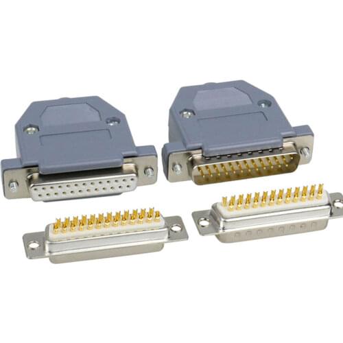 DB25 Welding Connectors Male Plug / Female Socket Plastic Shell Kit 2 Rows 25 Pin Serial Port Connector D-SUB 25 Adapters