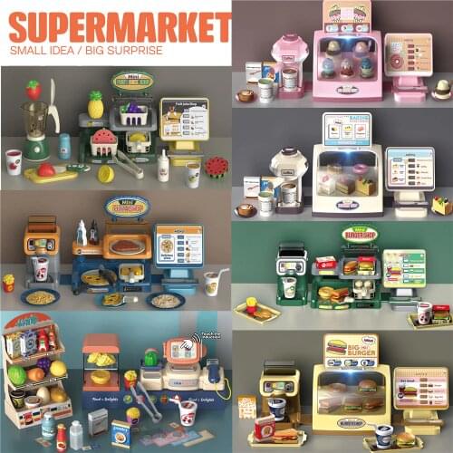 Pretend Play Shopping Toys Simulation Supermarket Electronic Board Games Cashier Cash Register Childrens Role Montessori Toys