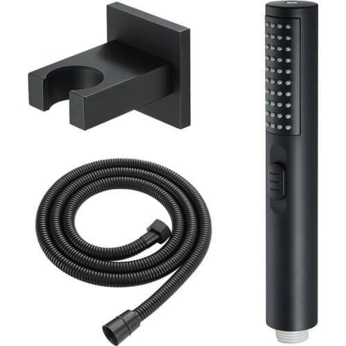 Bathroom Round Handheld Shower Head Brushed Connector Adjustable Wall Holder Set