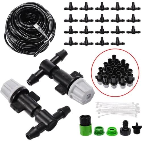 Mayitr 20m 66ft Garden Misting Cooling System With 20 Plastic Mist Nozzle Sprinkler Garden Irrigation System Kit
