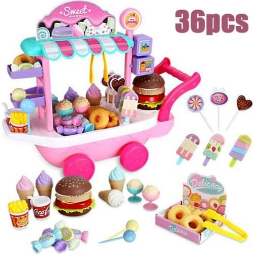 Mini Ice Cream Candy Trolley House Play Toys Candy Car Ice Cream Candy Cart House Brain Game Kids Toys Childrens Gift Toys Set