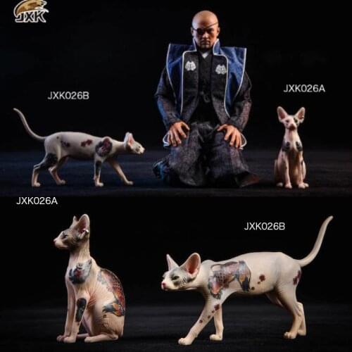 1/6 Scale Simulation JXK tattoo version of Sphinx (hairless cat) simulation animal pet Cat model static decoration mode play