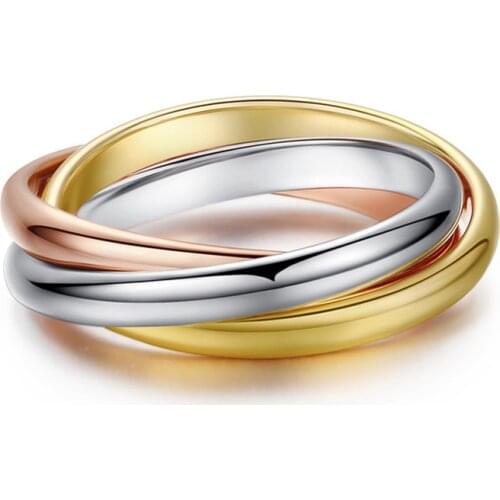 Ramos Classic 3 Rounds Ring Sets Women Stainless Steel Wedding Engagement Female Finger Jewelry