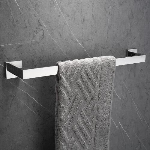 1pcs SUS 304 Stainless Wall Mounted Towel Holder Steel Square SingleTowel Bar Towel Rack In The Bathroom Free Shipping