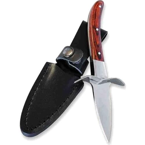 Wood Handle Oyster Knives Opener Stainless Steel Scallop Shell Shucking Cutter with Leather Case For Seafood Opener Tools Hot