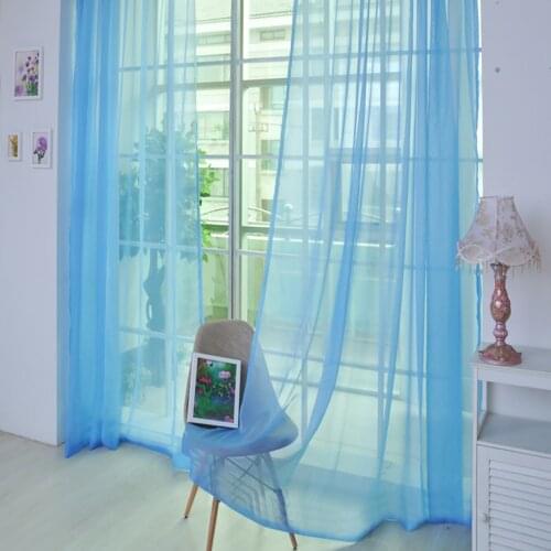 1 Pcs Pure Color Tulle Door Window Curtain Drape Panel Sheer Scarf Valances Transparent Tulle Curtains Window Sheer For Bedroom