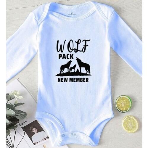 Toddler Boy Fall Costume Newborn Girl Outfits One Piece Jumpsuit Wolf Pack New Member Print Kids Clothing Bodysuit for Newborns