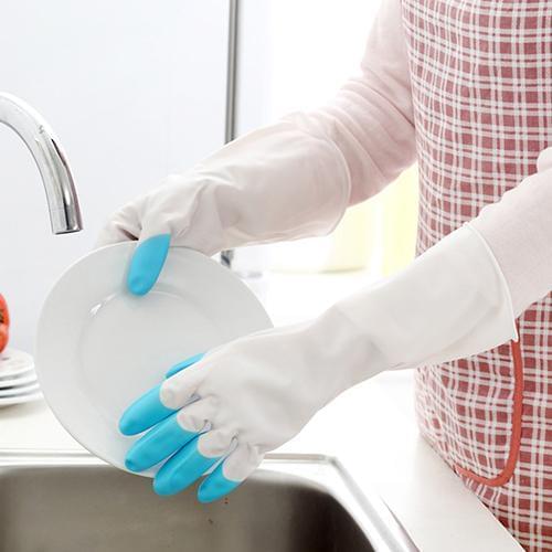1 Pair Housework Dish Washing Up Cleaning Waterproof Stretchy Long Sleeve Gloves Rubber Gloves Kitchen Cleaning Gloves