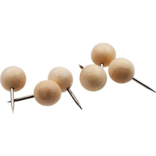 PPYY-130pcs Round Wood Decorative Push Pins, Wood Head and Steel Needle Point Thumb Tacks for Photos, Maps and Cork Boards