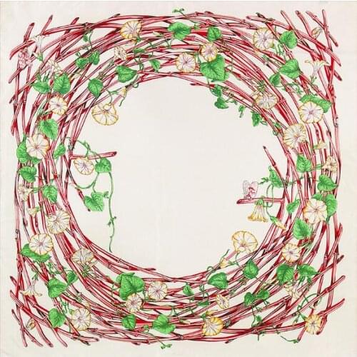 Luxury Brand Twill Silk Scarf Women Square Scarves Bird Nest Butterfly Design Silk Scarf&Shawls Wraps Hijab 130*130CM