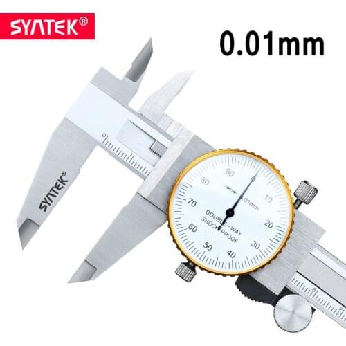 Syntek Dial Calipers 6" 8" 150 200mm Metric Gauge High Precision Dial Vernier Caliper Shock-proof Vernier Caliper 0.01mm