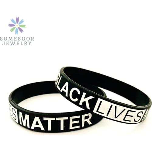 SOMESOOR Black Lives Matter Design Silicone Bracelet Wristband Rubber Melanin Racial Resist Power Fist Bangle For Men Women Gift