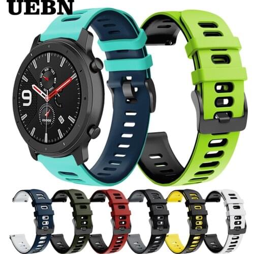 UEBN 20mm 22mm Silicone strap for Huami Amazfit GTR 42mm 47mm Bracelet for xiaomi amazfit bip GTS Stratos 3 & pace Watchbands