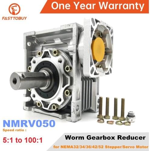 NMRV050 Speed Ratio 5:1 Worm Gearbox Reducer Input 14/19mm, 90 Degree Speed Reducer for NEMA32/34/36/42/52 Servo/Stepper Motor