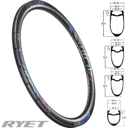 RYET Super Light Full carbon rims, 40mm 45mm 50mm Disc road rims 25mm width aero U shape