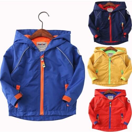2019 Spring Autumn Tops Windbreaker Zipper Hooded Jacket Girls Boys Raincoat Waterproof Hooded Outwear Coat Kids Sport Clothes