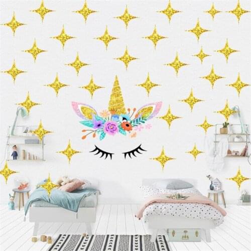 Vivid Lovely Golden dot unicorn wall sticker living room bedroom wall decoration wall stickers for kids rooms