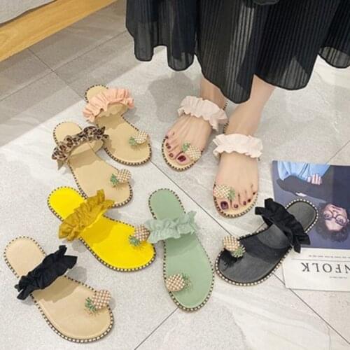 Summer Woman Slipper Pineapple Pearl Flat Toe Bohemian Casual Shoes Beach Sandals women Shoes Platform Sandalias De Mujer Verano