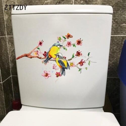 ZTTZDY 27.3CM×16.8CM Hand Painted Flower Branches Living Room Wall Decor Personality WC Toilet Stickers T2-0964