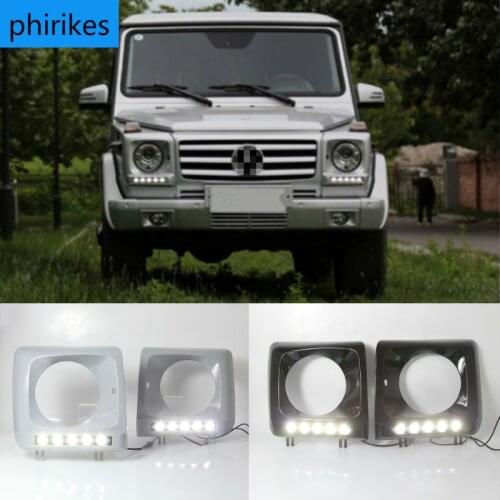 1 Set DRL LED For Mercedes Benz G500 G55 G63 W463 1990-2016 Fog Lamp Cover Frame Daytime running lights