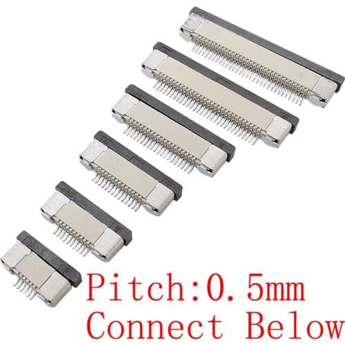 10Pcs/lot 0.5mm Pitch Bottom Contact Socket FPC FFC Flat Cable PCB Connector 4P/6/8/10/12/14/16/18/20/24/26/30/32/34/40/50Pin