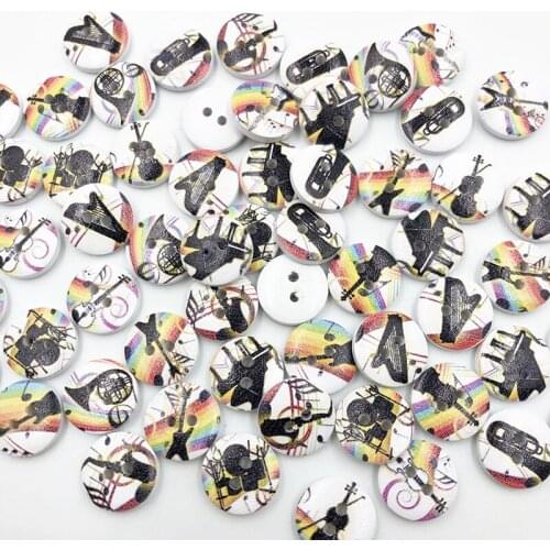 100 pcs Mixed 2 Holes Wood Buttons Craft Scrapbooking Sewing Clothing Accessories 15mm Buttons Painted Sewing Crafts WB693