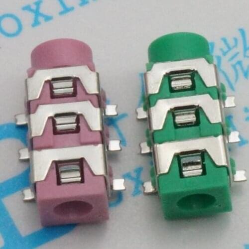 100PCS/Lot PJ-313D 3.5mm SMD Female Stereo Audio socket/Jack connector Red 6Pin