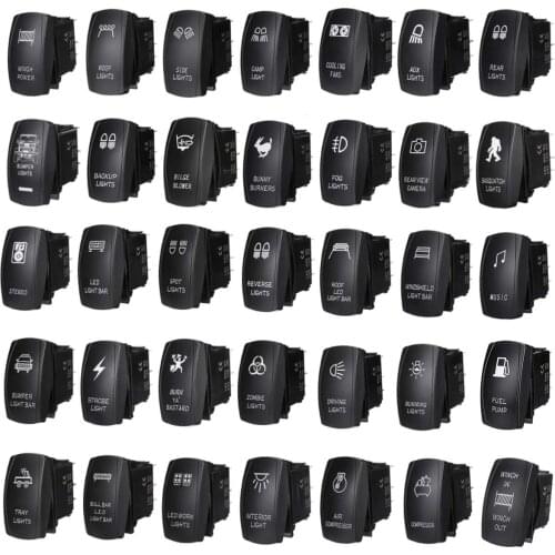 12V 24V Rocker Switch ON-OFF Dual Green LED Light Waterproof For Car Boat Bus RV