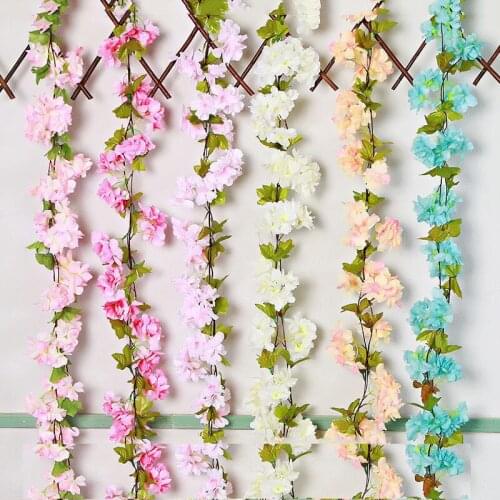 2.2M Home Decor Artificial Sakura Ivy Garland Plants Vine For Garden Balcony Living Room Wedding Wall Decoration Accessories