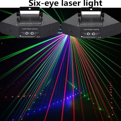 2pcs/ RGB six-eye laser light / disco light R100MW, G200MW, B200MW scanning laser light professional stage dj equipment
