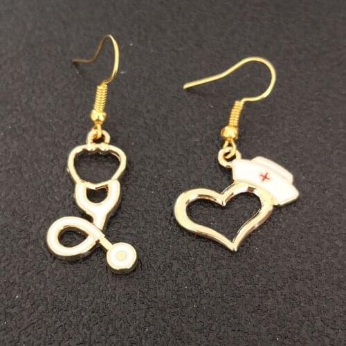 2019 Stethoscope-Earrings Women Stainless Steel Doctor shape Jewelry Heart-cap Earrings Nurse-Medical Studs Gifts Bijoux