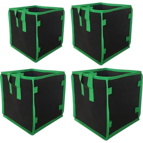 3/5/7/10 Square Non-Woven Plant Grow Bag Potato Planting Pot Container With Double Handle Black Outdoor Garden Supplies