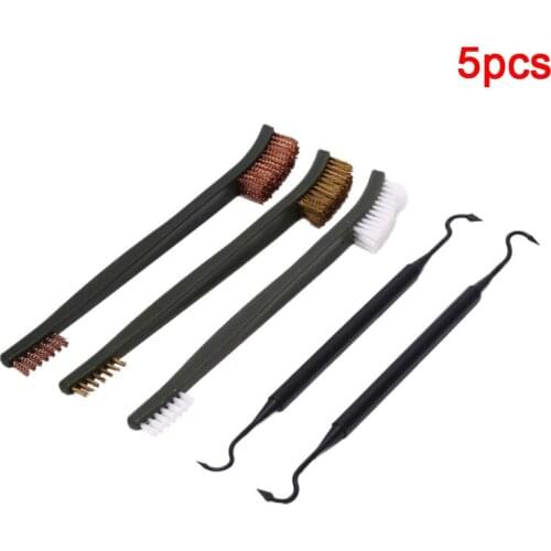 3pcs Steel Wire Brush +2pcs Nylon Pick Set Universal Gun Hunting Cleaning Kit Tactical Rifle Gun Cleaning Tool 5pcs/Set