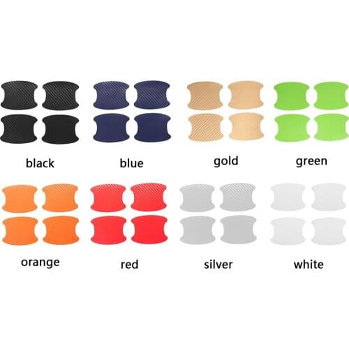 4pcs Carbon Fiber Car Door Handle Stickers Carbon Fiber Cup Protector Exterior Door Bowl Stickers Anti Scratch Decor Universal