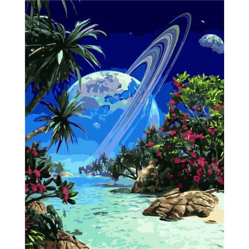 40*50CM Home Decoration Wall Painting Factory Wholesale Accept Booking Beautiful Planet Painting By Numbers